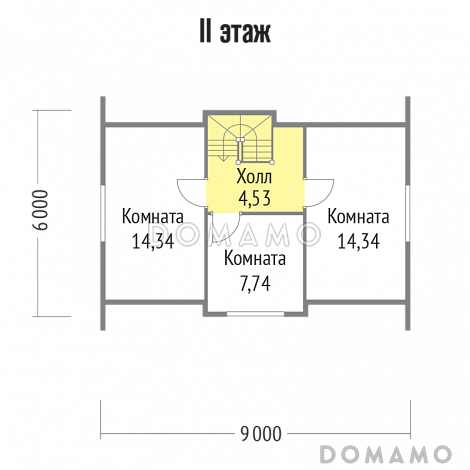 Проект дома из клееного бруса с облицовкой деревянной вагонкой / План мансардного этажа