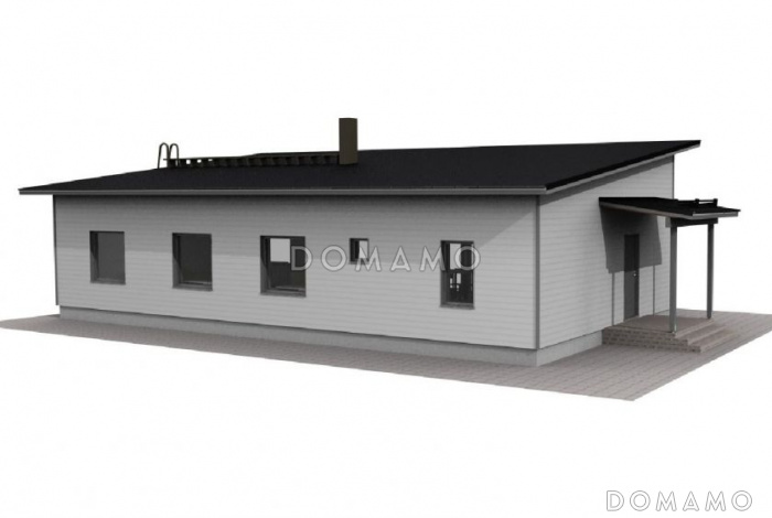 Проект каркасного дома с односкатной крышей, навесом для машины