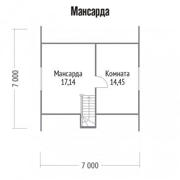 Проект дома из бруса с обшивкой вагонкой / План мансардного этажа