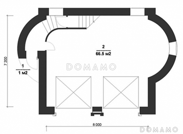Проект гаража в классическом стиле для двух автомобилей / План 1 этажа