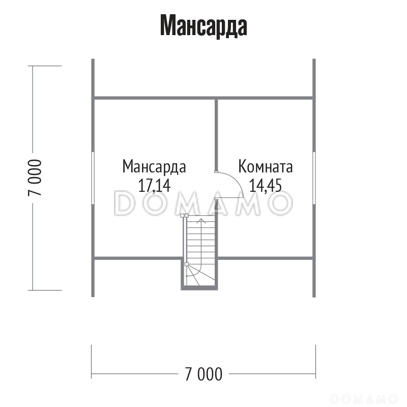 Проект дома из бруса с обшивкой вагонкой / План мансардного этажа