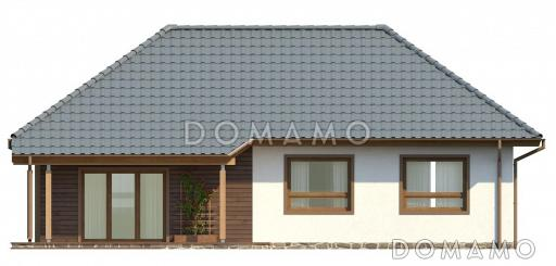 Проект одноэтажного дома адаптированного для каркасного строительства с тремя спальнями и крытой террасой / Фасад 1