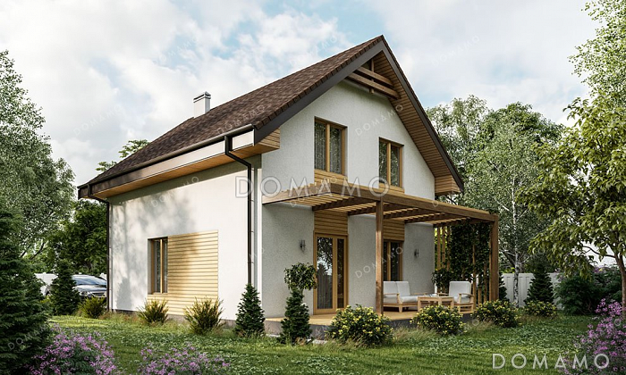 Проект одноэтажного дома с мансардой и террасой