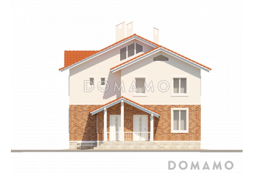 Проект практичного двухэтажного коттеджа для большой семьи / Фасад 4