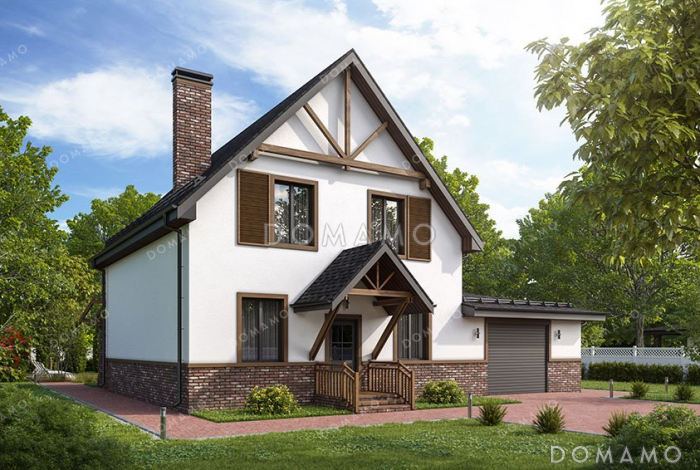 Проект одноэтажного дома с мансардой и гаражом на два автомобиля