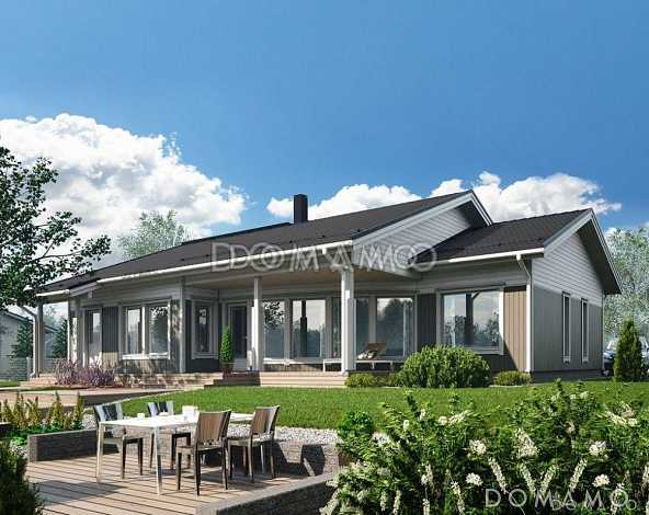 Проект каркасного дома с двускатной крышей