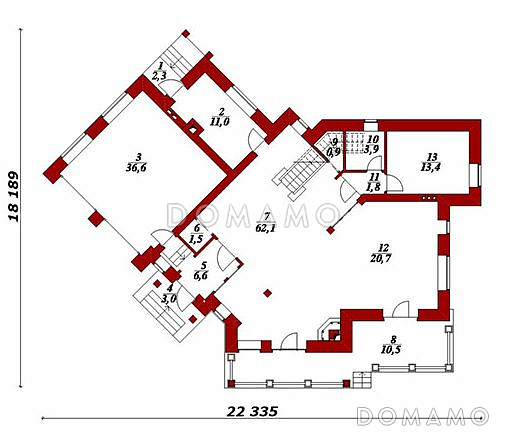 Проект двухэтажного дома с гаражом из СИП панелей / План 1 этажа