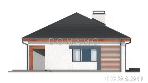 Проект одноэтажного дома из газобетона с тремя спальнями и небольшой крытой угловой террасой, увеличенная версия 273 / Фасад 1