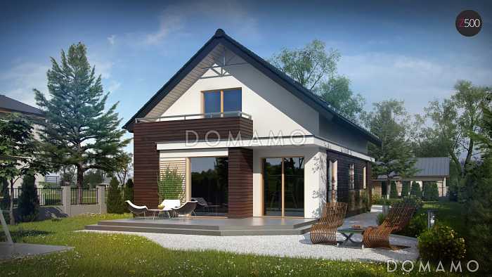 Проект аккуратного одноэтажного мансардного дома из кирпича для узкого участка