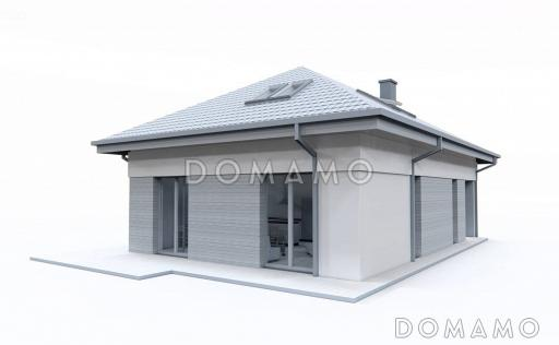 Проект дома с прачечной, гаражом, тремя спальнями на мансарде и просторной гардеробной / Фасад 1