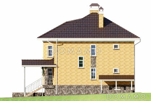 Проект рационально запланированного дома с цокольным этажом / Фасад 2