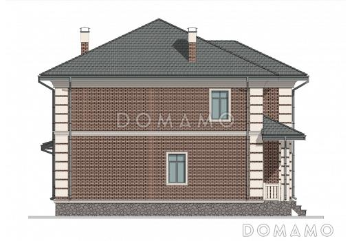 Проект двухэтажного дома из газобетона с террасой, кабинетом и 3 спальнями / Фасад 2