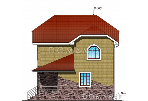 Проект двухэтажного коттеджа / Фасад 3