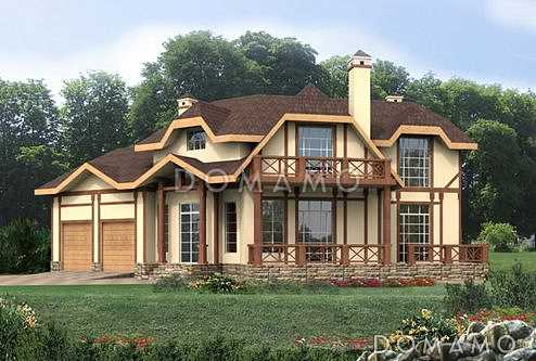 Проект двухэтажного дома с гаражом