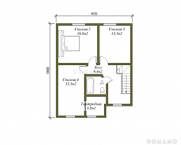 Проект двухэтажного коттеджа с большим гаражом / План мансардного этажа