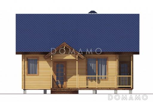 Проект дома из клееного бруса со вторым светом и двумя спальнями на мансардном этаже / Фасад 1