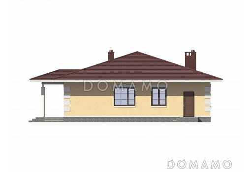 Проект одноэтажного дома из газобетона с тремя спальнями / Фасад 4