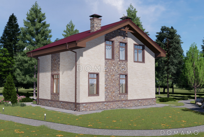 Проект двухэтажной бани с двумя спальнями и кухней-гостиной