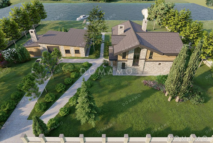 Проект двухэтажного дома с двумя террасами и балконом