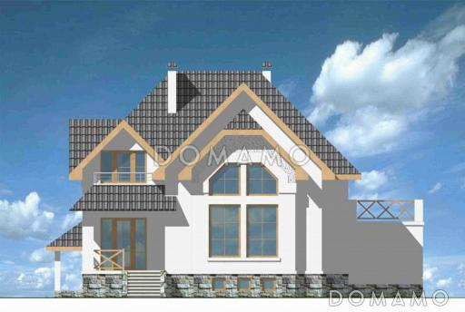 Проект дома из кирпича со сложной формой кровли / Фасад 2