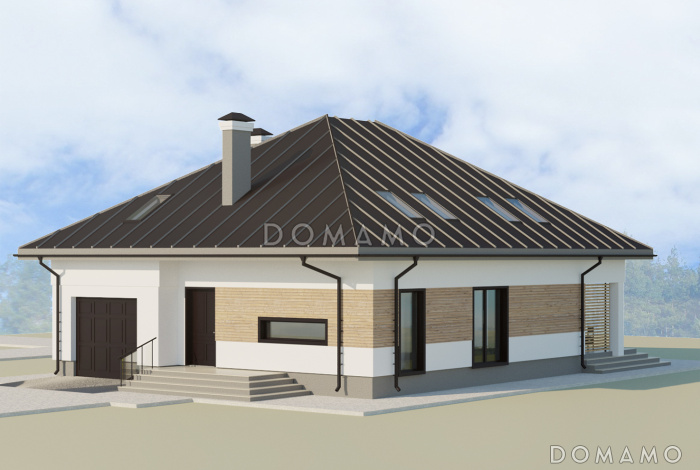 Проект одноэтажного дома в стиле Барнхаус с мансардой, четырьмя спальнями и вторым светом