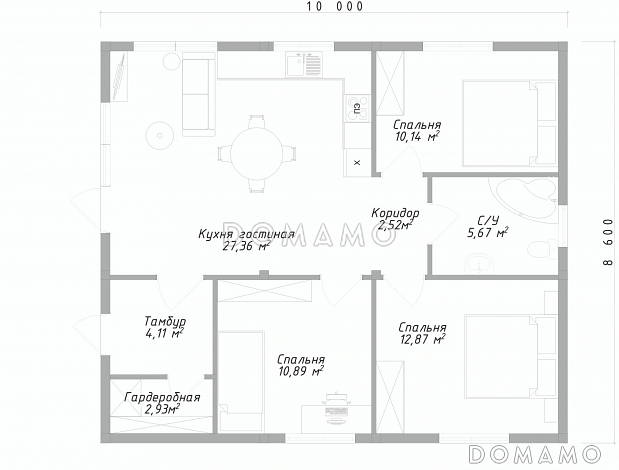 Минимализм / План 1 этажа