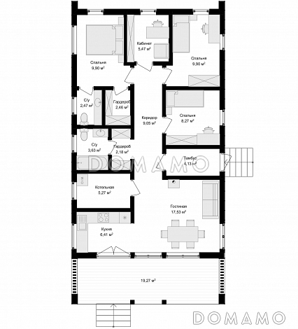 Барнхаус / План 1 этажа