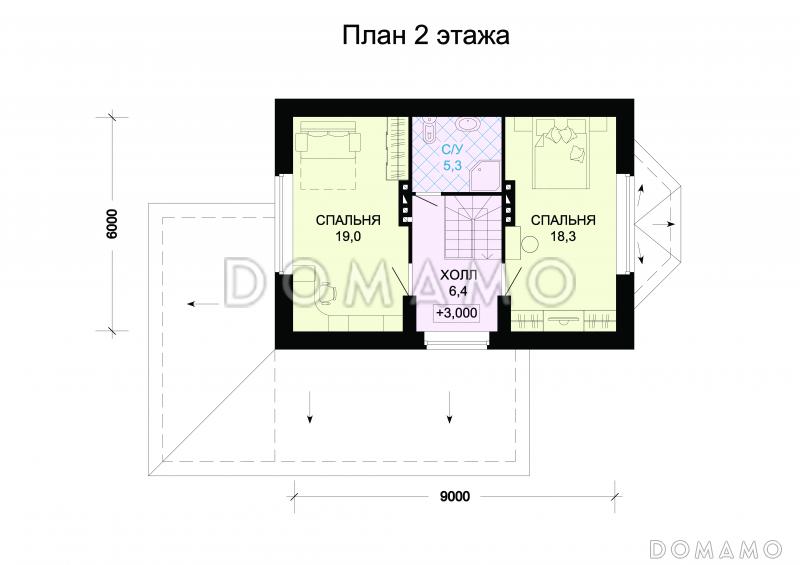 Проект кирпичного дома с верандой / План мансардного этажа
