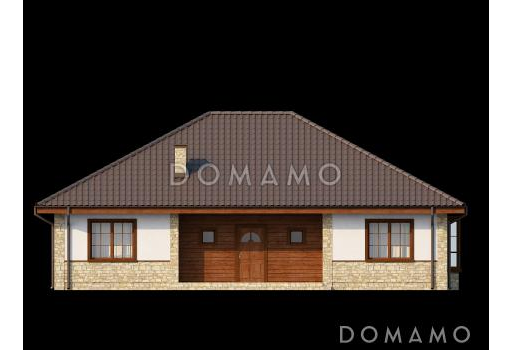 Проект одноэтажного каркасного дома с зоной барбекю на террасе  / Фасад 4