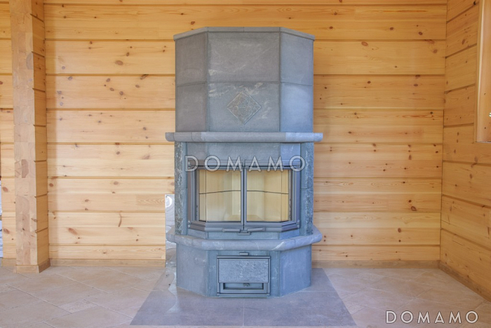 Проект дома из клееного бруса с гостиной, совмещенной с кухней-столовой