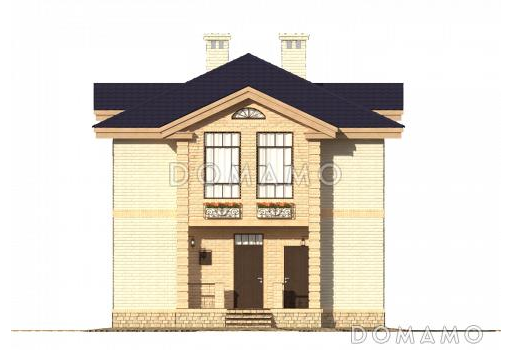 Проект двухэтажного коттеджа с террасой для узкого участка / Фасад 1