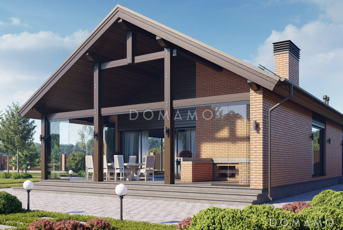 Проект беседки из газобетона с террасой барбекю, бильярдной, кухней и подвалом