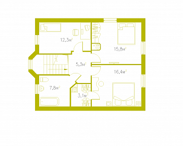 Проект практичного коттеджа в европейском стиле / План мансардного этажа