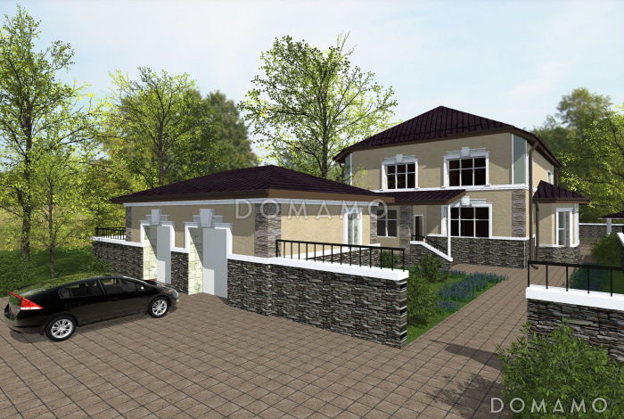 Проект большого двухэтажного дома с эркером