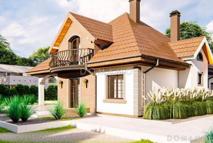 Проект загородного дома с подвалом, просторной гостиной и кухней, балконами, кабинетом