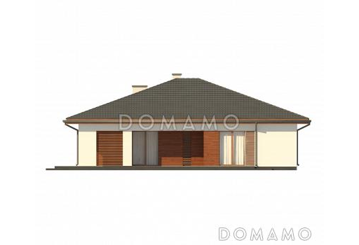 Проект одноэтажного дома из кирпича с тремя спальнями и кабинетом / Фасад 3