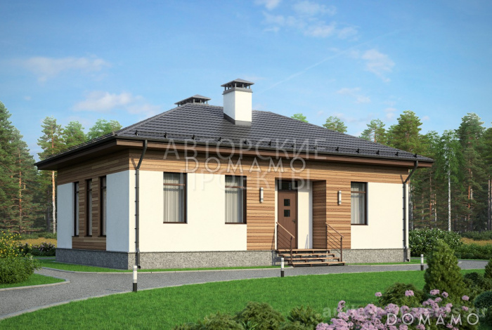 Проект дома по технологии ЛСТК с гостиной, кухней-столовой, спальнями