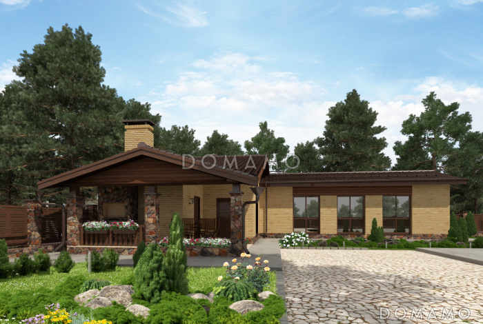 Проект бани по технологии ЛСТК с террасой, бассейном, сауной, парилкой и просторной комнатой отдыха