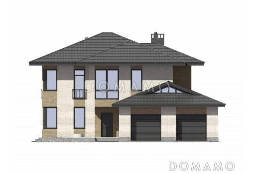Проект дома из газобетона с большим гаражом / Фасад 1