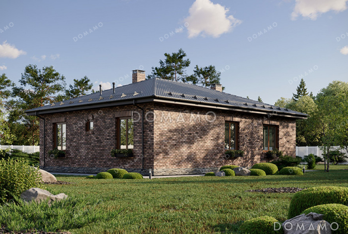 Проект одноэтажного дома с 3 спальнями и открытой террасой