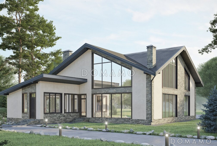 Проект дома с подвалом, сауной, 4 спальнями и вторым светом