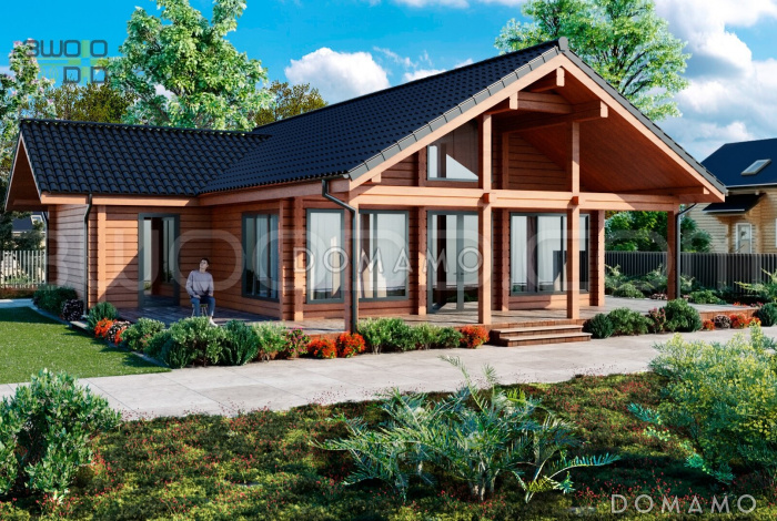 1668 - дом из клееного бруса с большой гостиной и 4 спальнями