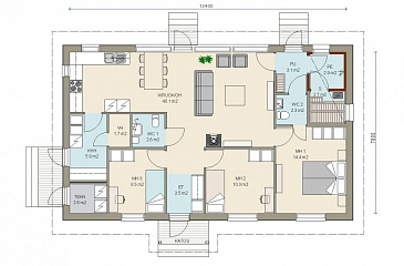 Проект уютного каркасного дома / План 1 этажа