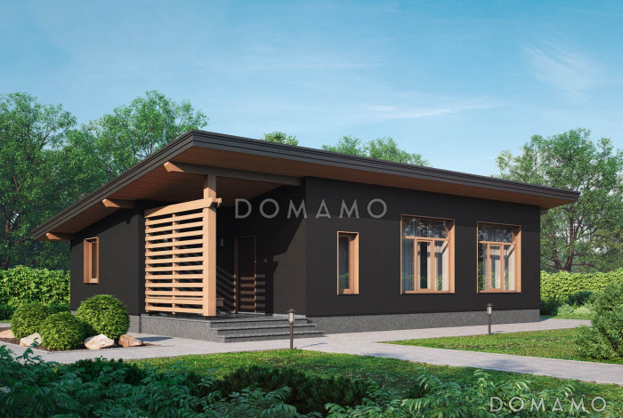 Проект небольшого дома с одной спальней и парной