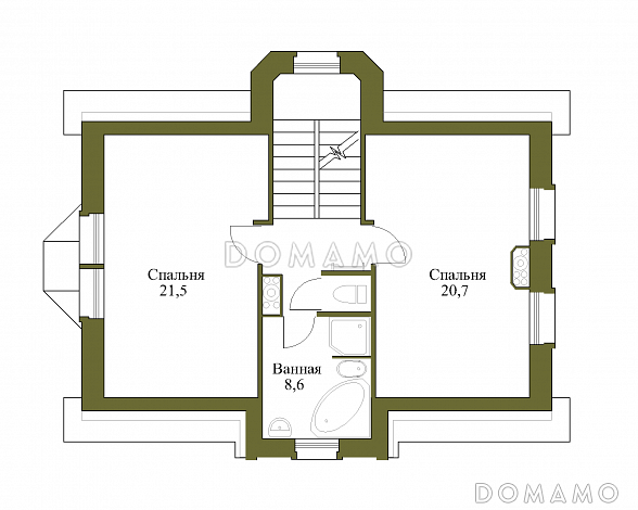 Проект коттеджа с парадным входом. / План мансардного этажа
