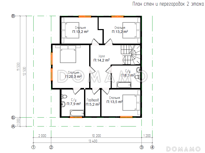 Каркасный дом "Лангсдорф" / План 2 этажа