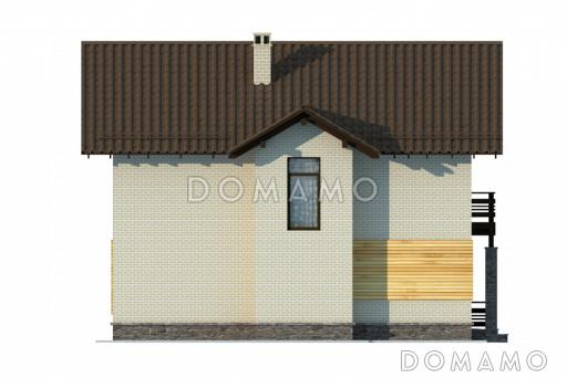 Проект двухэтажного коттеджа с облицовкой клинкером и с навесом для автомашины / Фасад 2