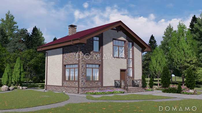 Проект двухэтажной бани с двумя спальнями и кухней-гостиной