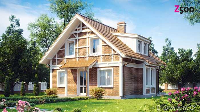 Проект одноэтажного мансардного дома из газобетона с тремя спальнями и кабинетом