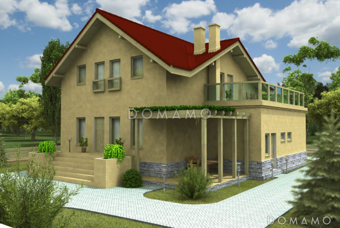 Проект загородного дома с удобным расположением внутренней лестницы